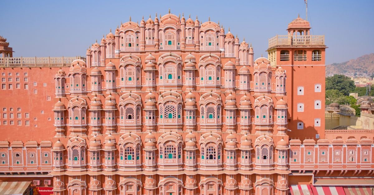 Capture of the iconic Hawa Mahal facade, showcasing intricate architecture in Jaipur, India.